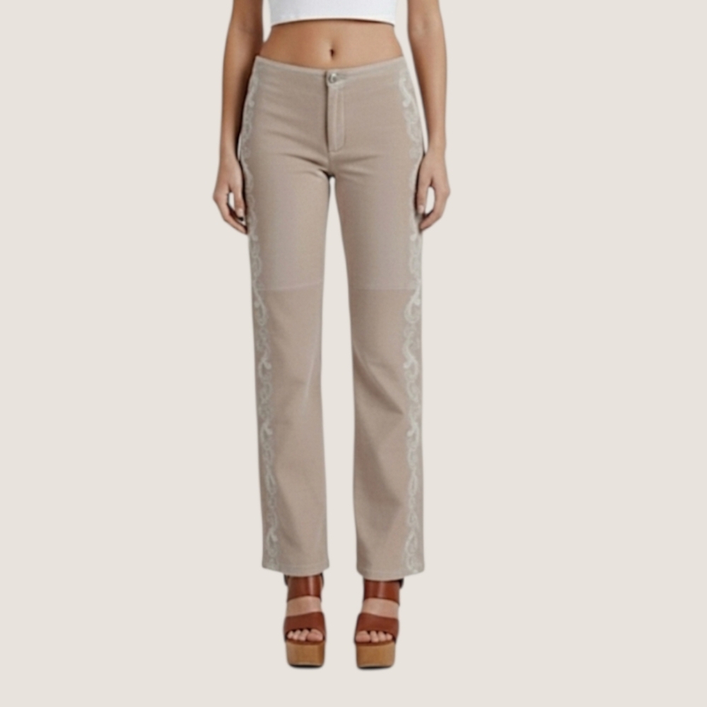 CABO True Vintage 80s Low Rise Western Bootcut Tan Suede Pants (Size 02 Approx)
